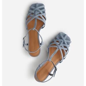 Madewell The Milano Mid Heeled Sandal Terrance Blue Size 8.5 NWOB